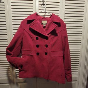Double-Breasted Magenta/Fuschia St Johns Bay Short Pea Coat